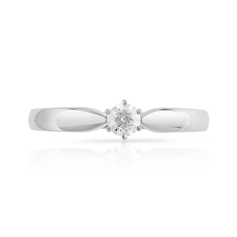 Bague Solitaire or 750 blanc diamant 0.15 ct H/SI