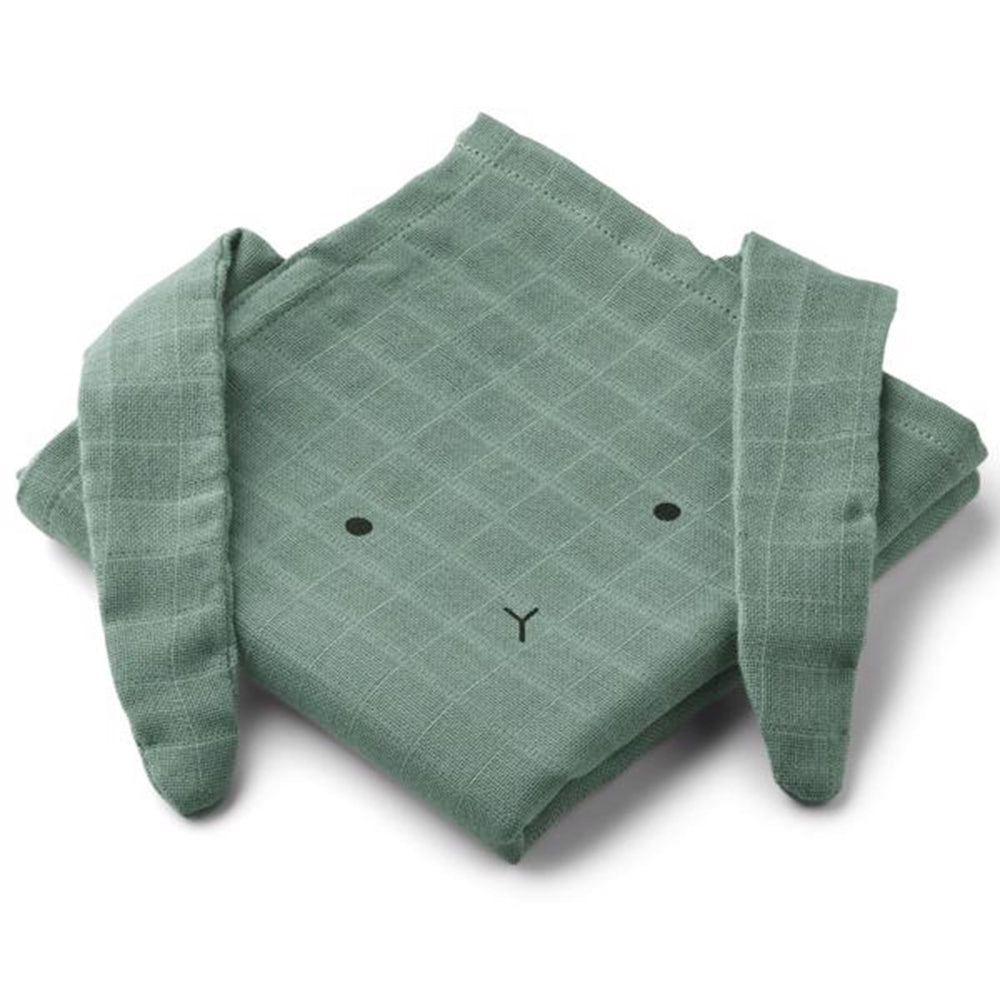 Hannah Muslin Cloth Rabbit 2 Pack Peppermint