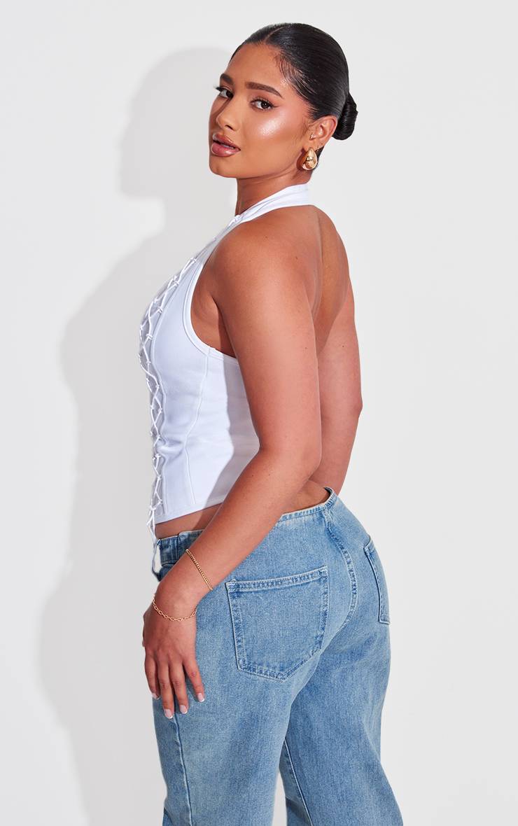 Blanc Top Corset À Laçage Bandage Shape