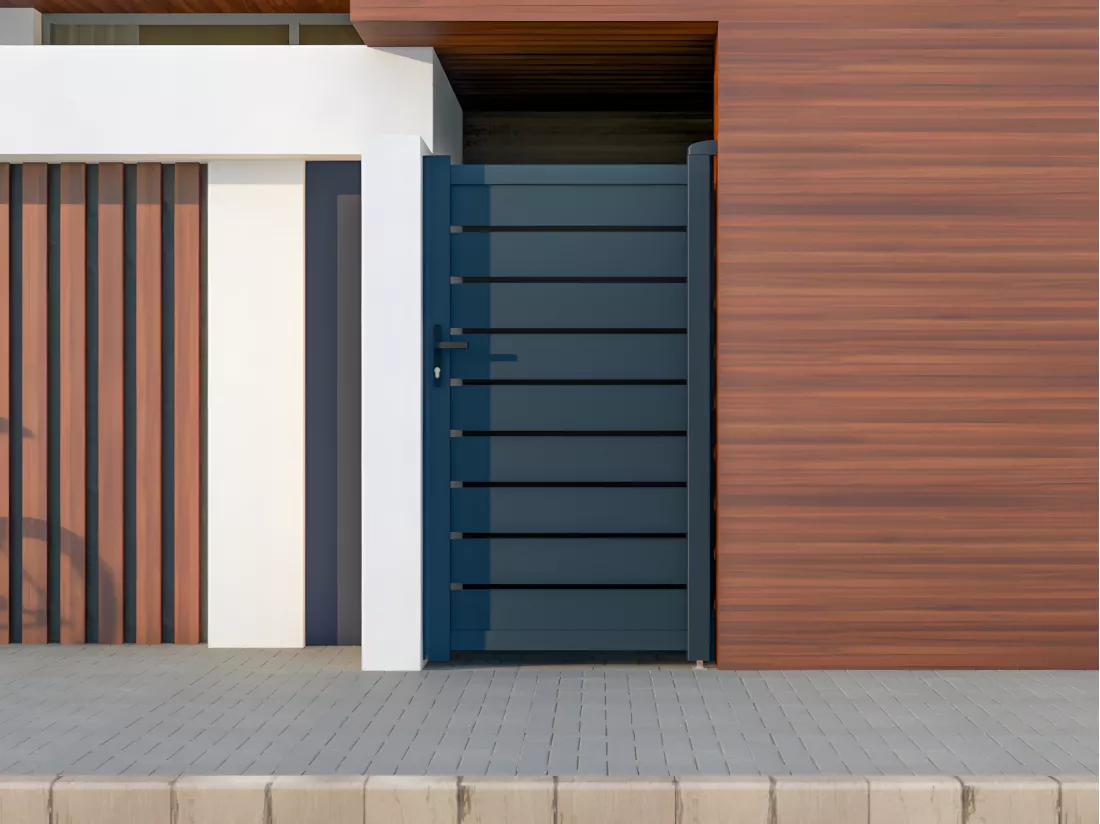 Portillon battant aluminium ajouré L103 x H183 cm anthracite - PRIMO