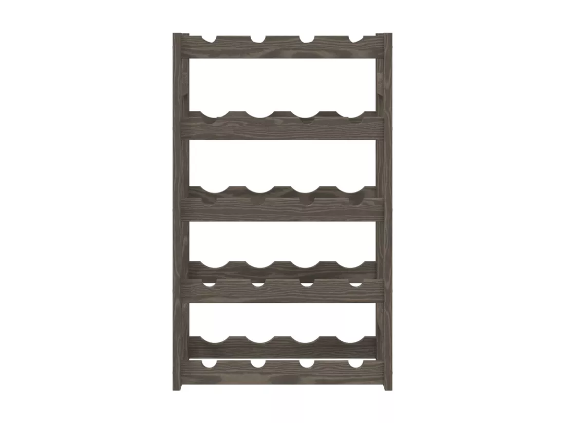 Casier à bouteilles pour 20 bouteilles gris bois pin solide