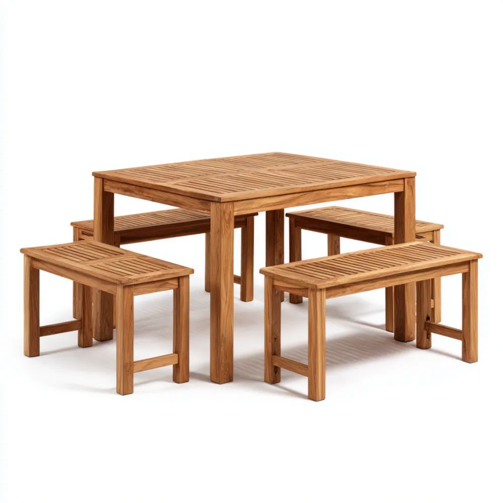 Garten-Essgruppe Holz 150x90x75 cm - Natur - Klassisches Design