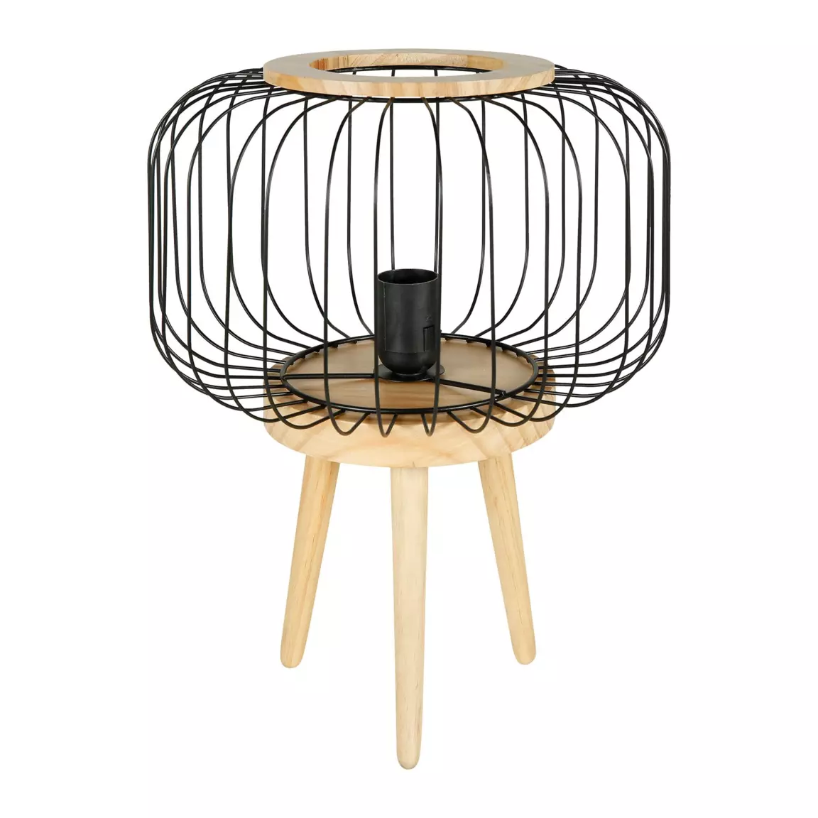Lampe à poser bois et métal (H38 cm) Cicerone Noir