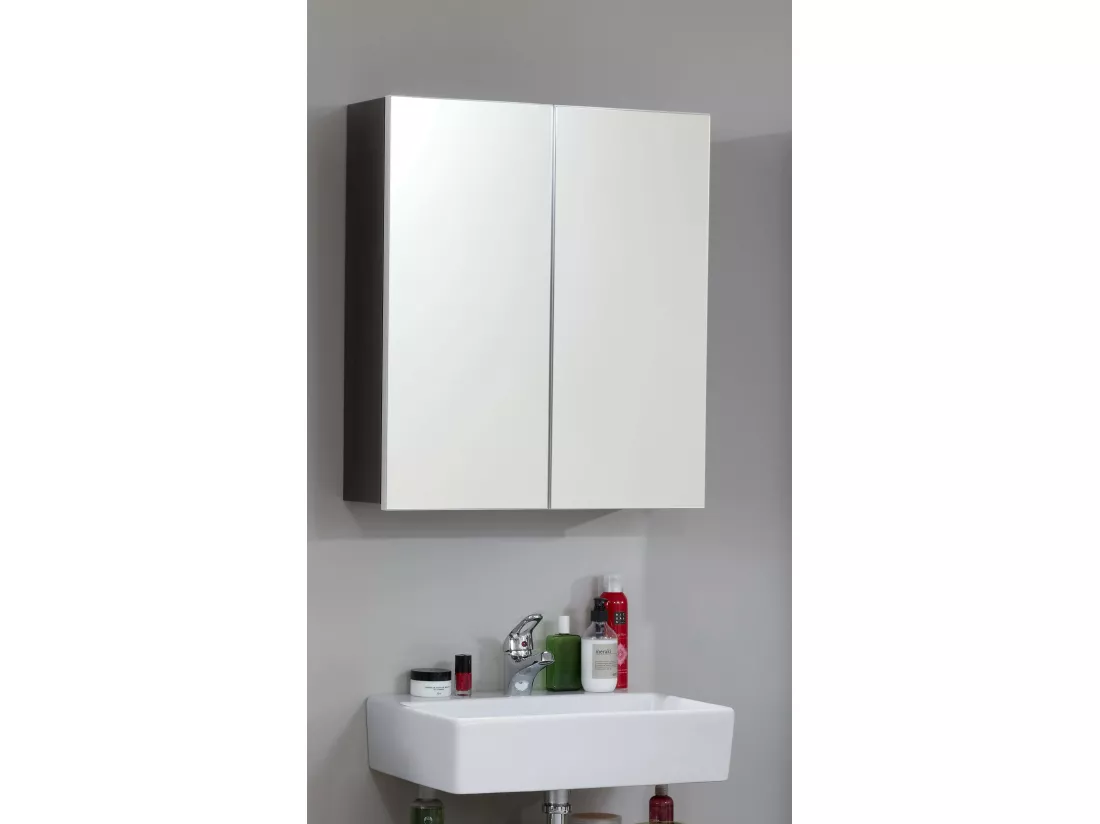 Meuble de salle bain en mélaminé - Armoire de toilette avec miroir. L- H - P : 60 - 67 - 18