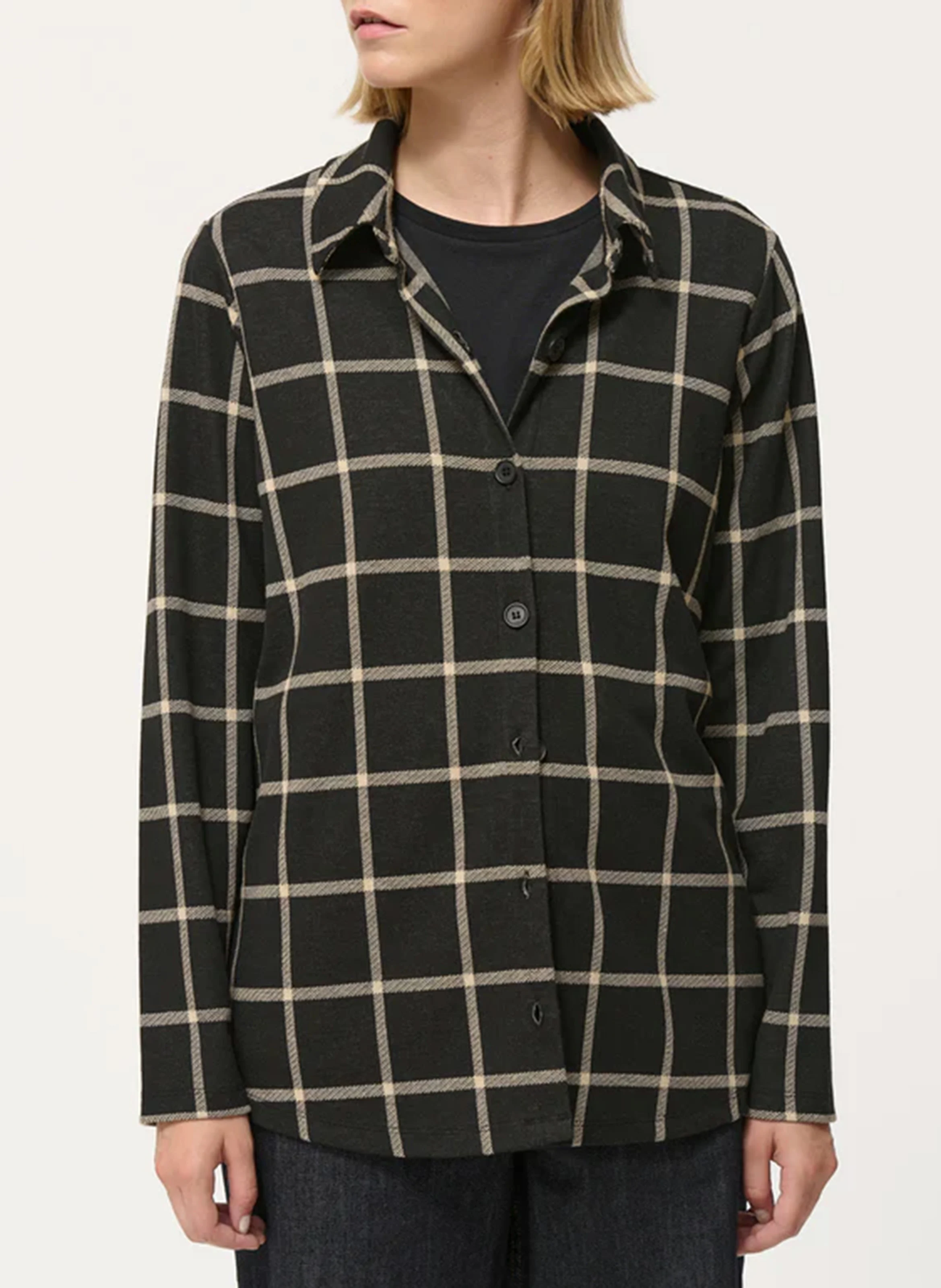 Chemise col classique à carreaux | Noir