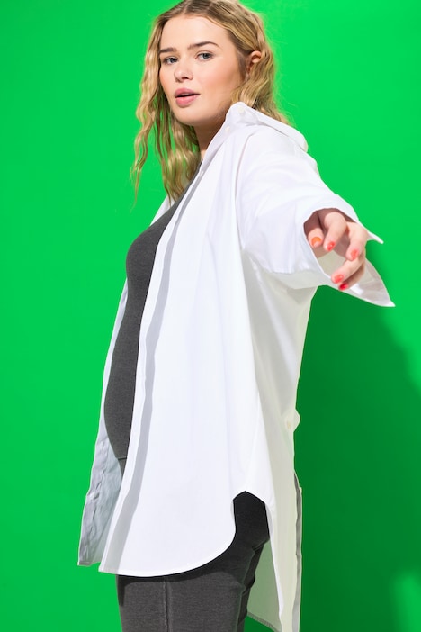 Bluse, oversized, Rücken-Knopfleiste, Langarm