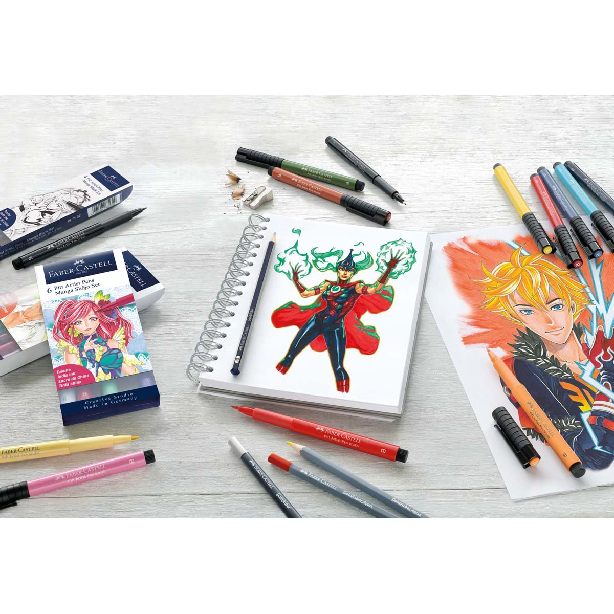 Faber Castell Pitt Manga Artist Pen Wallet of 4