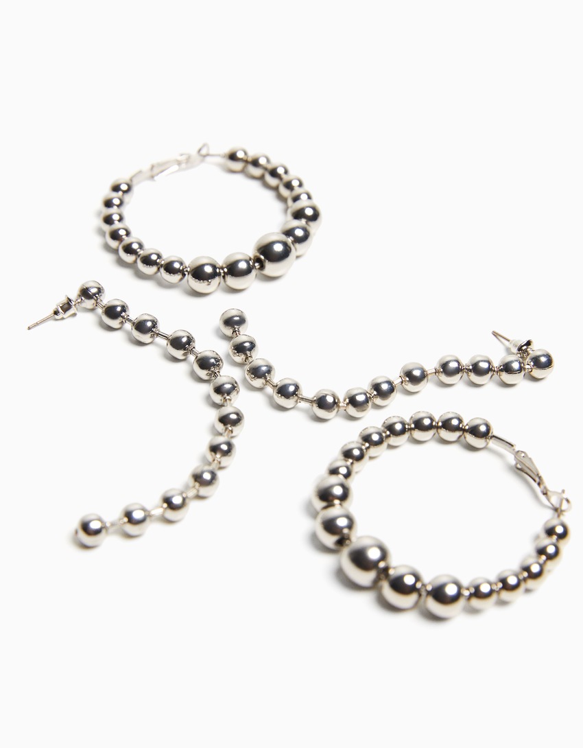 Conjunto de 2 brincos de argola em cascata