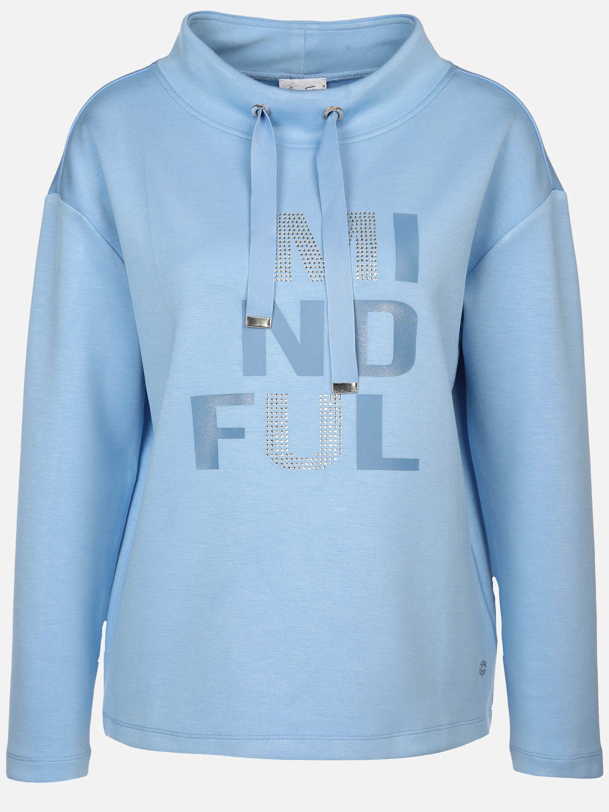 Damen Sweatshirt mit Glitzerprint und Strassbesatz