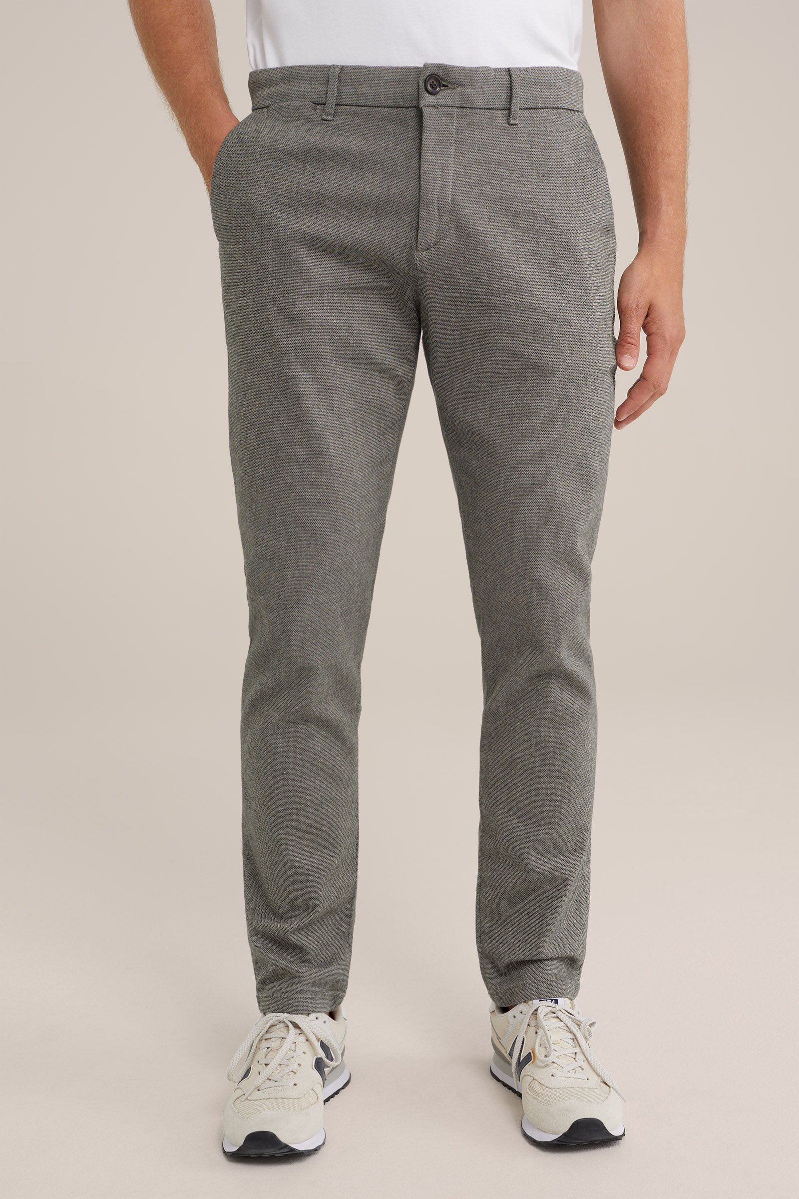slim fit chino met structuur Fundamentals Groen