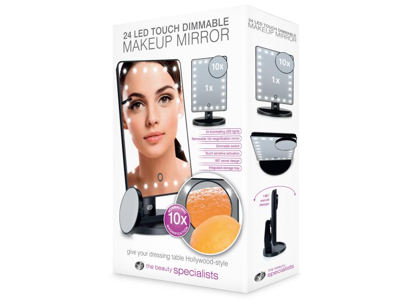 Rio Kosmetikspiegel Touch Beauty Mirror Schwarz Dimmbarer Schminkspiegel
