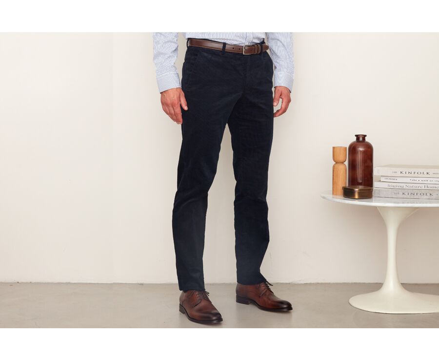 Pantalon de costume velours homme Marine - LÉONTILDE