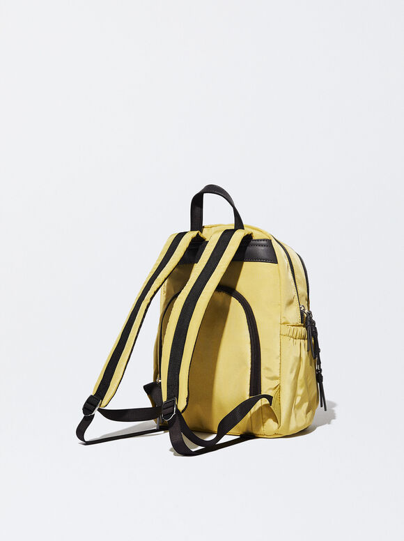 Mochila de nylon com pingente - Amarela