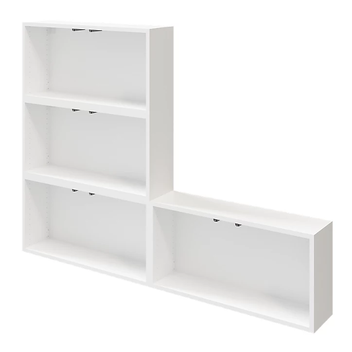 Ensemble d’armoires blanches portes battantes anthracite brillant faible profondeur GoodHome Atomia H. 112,5 x L. 150 x P. 22 cm