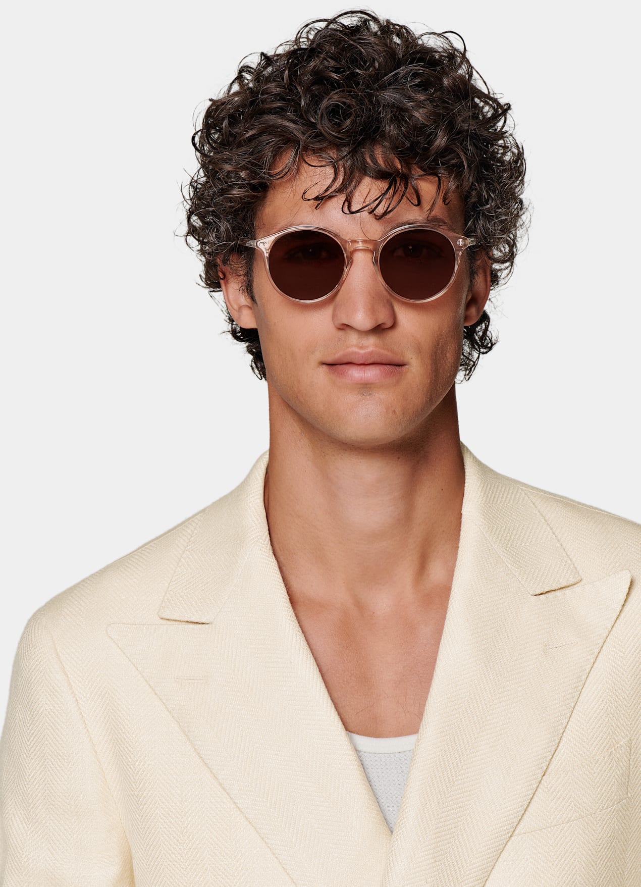 Blazer Havana coupe Tailored marron clair à chevrons