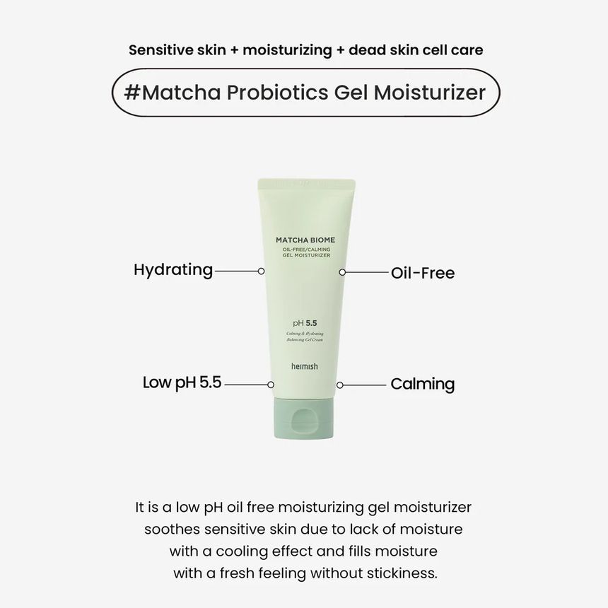 heimish - Matcha Biome olievrije kalmerende gel-moisturizer