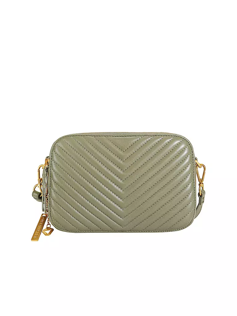 LES VISIONNAIRES Ledertasche - Mini Bag LOLA QUILTING dunkelgrün