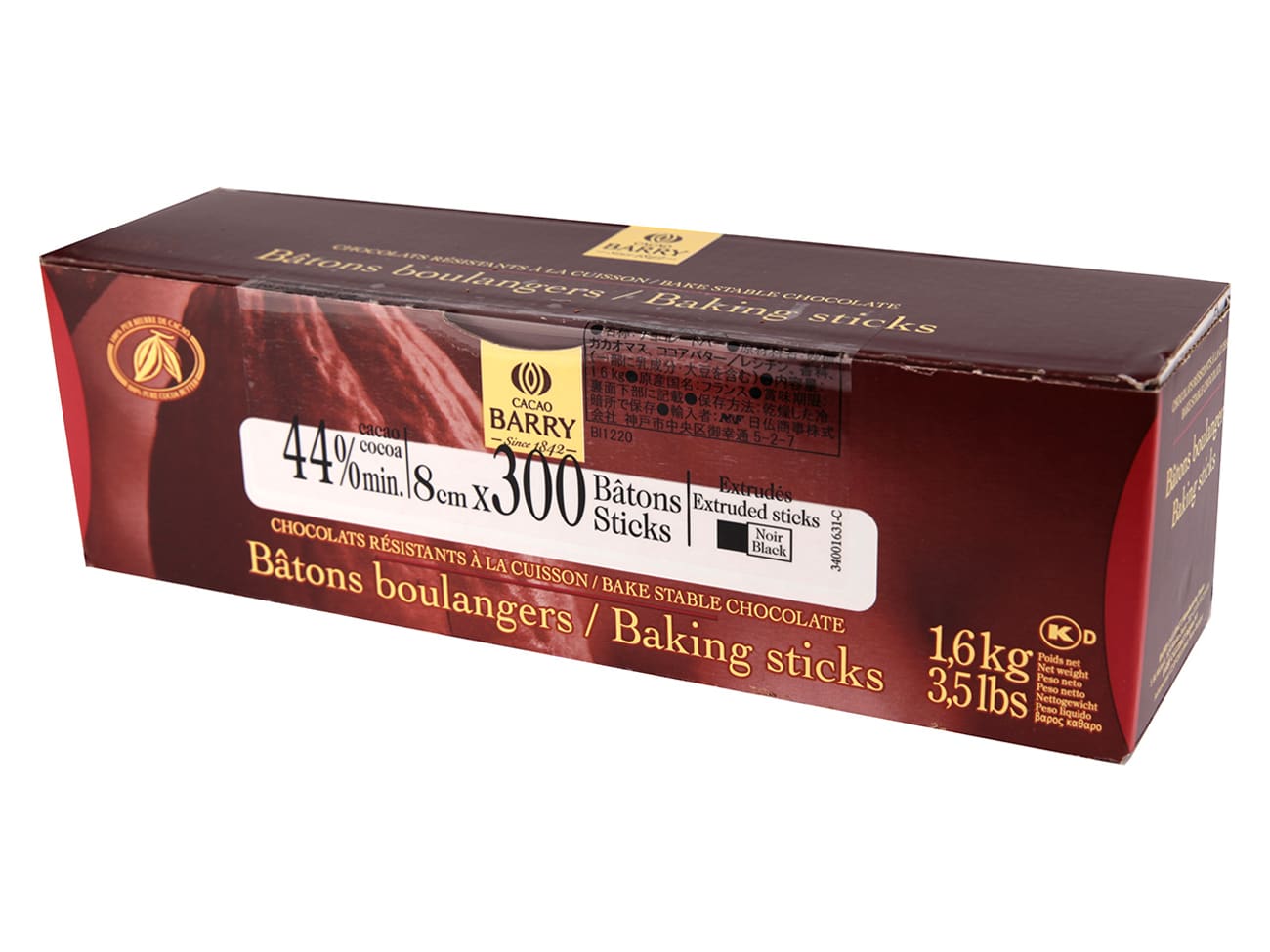 Bâtons de chocolat (x 300) - pour pain au chocolat - 1,6 kg - Callebaut