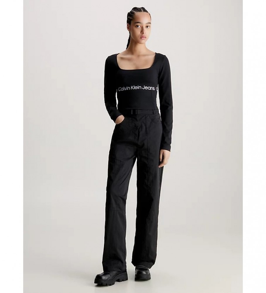 Top Calvin Klein Jeans preto de perna larga estilo manga