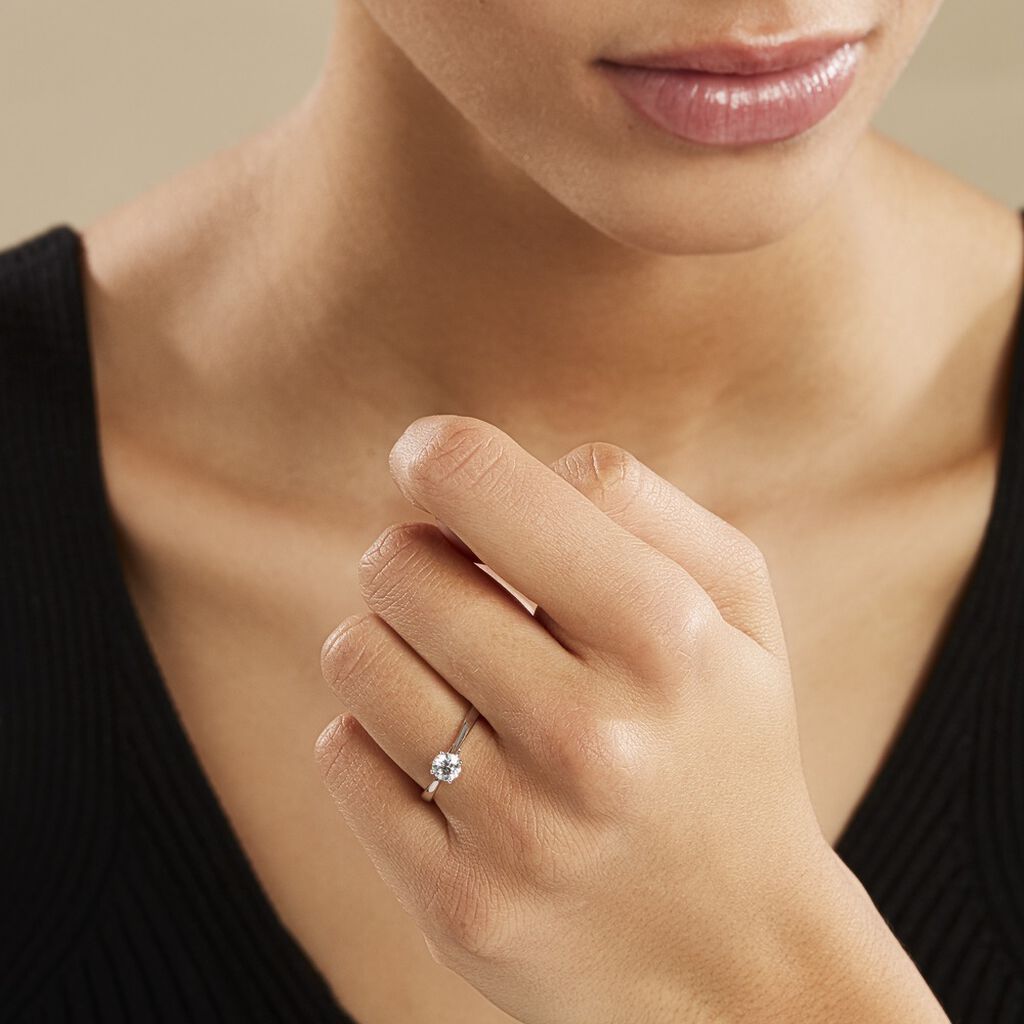 Bague Solitaire Fiona Or Blanc Diamant Synthetique