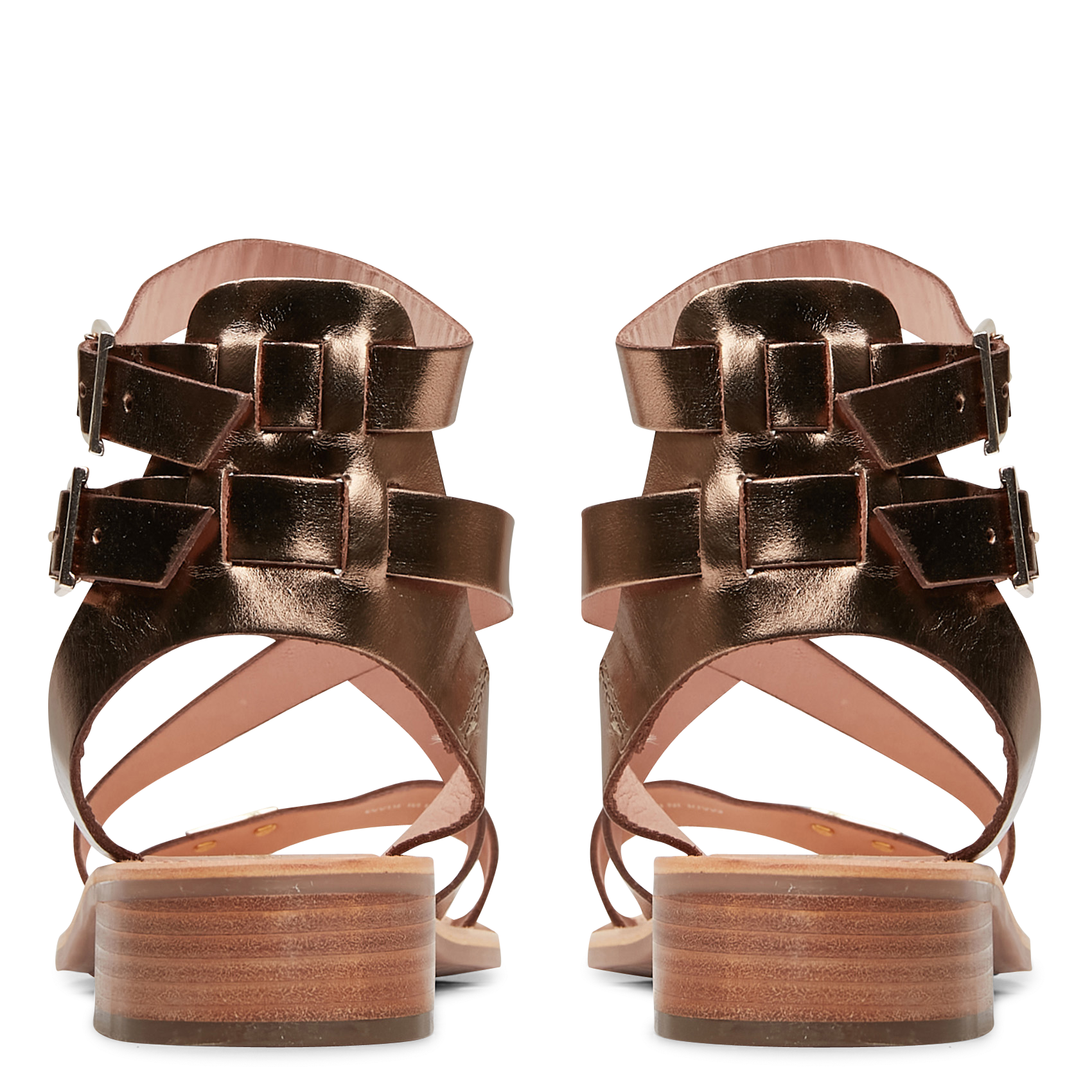 HOCEAN - Sandales spartiates en cuir | Doré