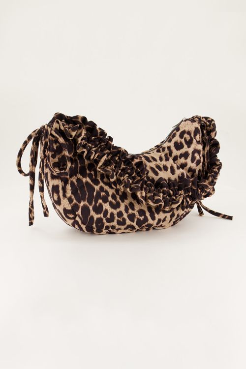 Panterprint crossbody tas met ruffles