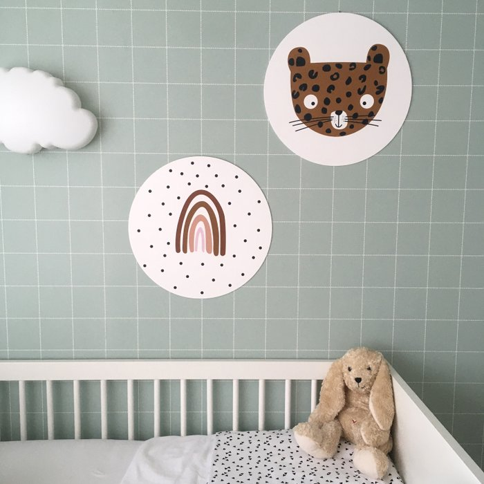 Muurcirkel kids rabbit grijs