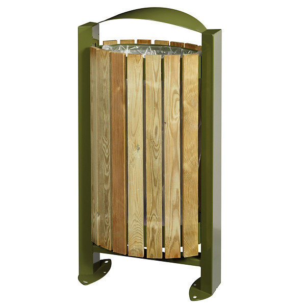 ROSSIGNOL Corbeille 60 L arkea facade bois - bois / vert olive