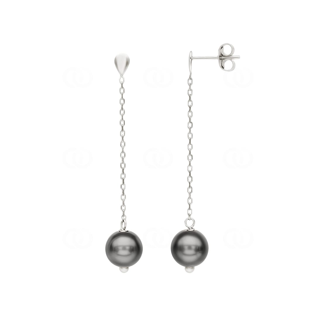 Ohrhänger 925 Silber rhodiniert mit Hämatit Ø 8mm