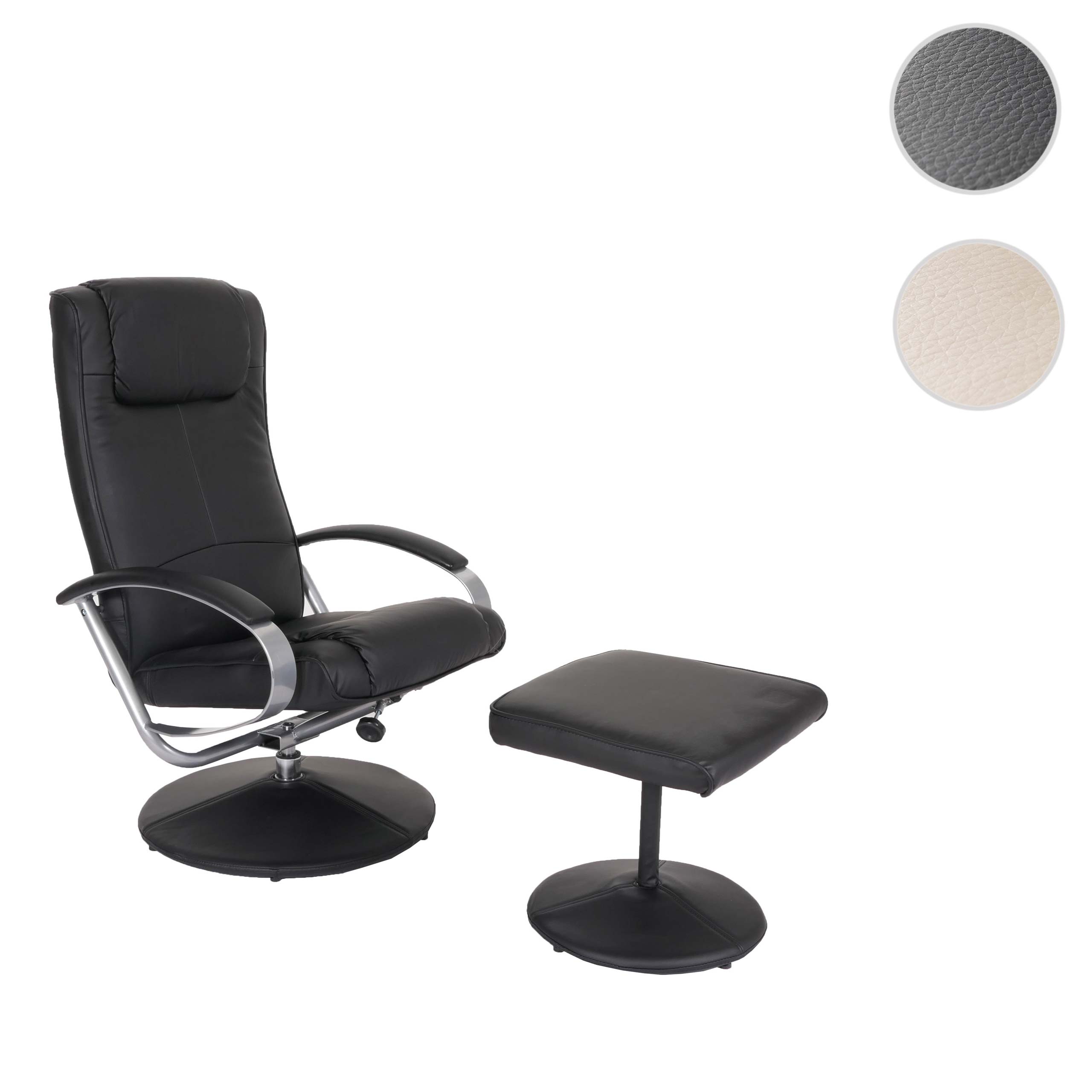 Relaxsessel Siena mit Hocker ~ schwarz