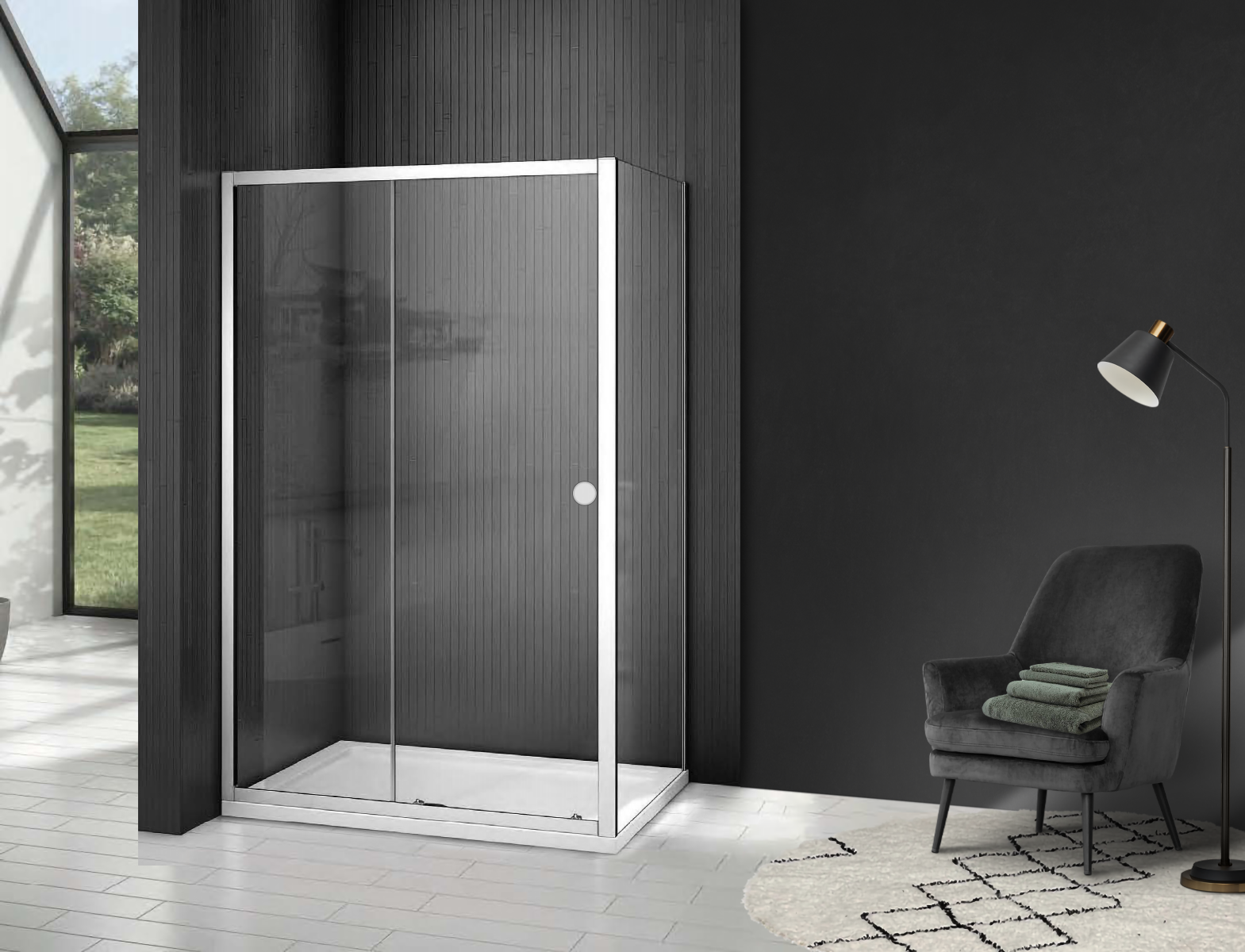 Saniclear Slide douchecabine 130x90cm met anti-kalk coating