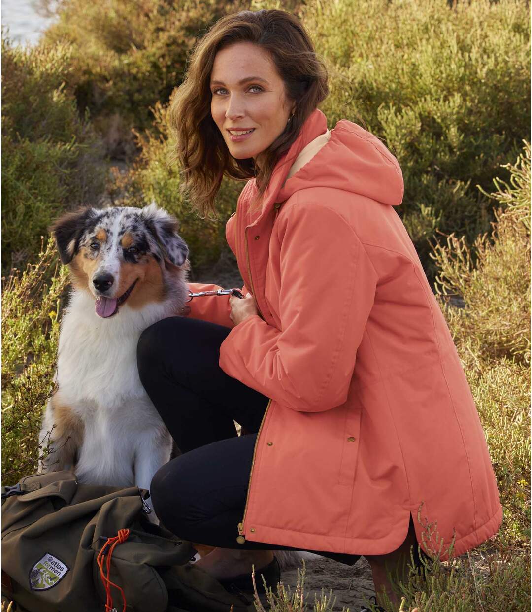 Parka Longue à Capuche Corail