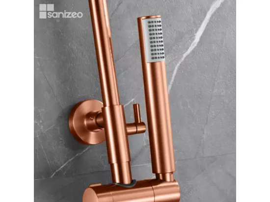 Colonne de Douche Thermostatique anti-calcaire Or Rose Cuivré IMEX GENOVA BTG053/ORC