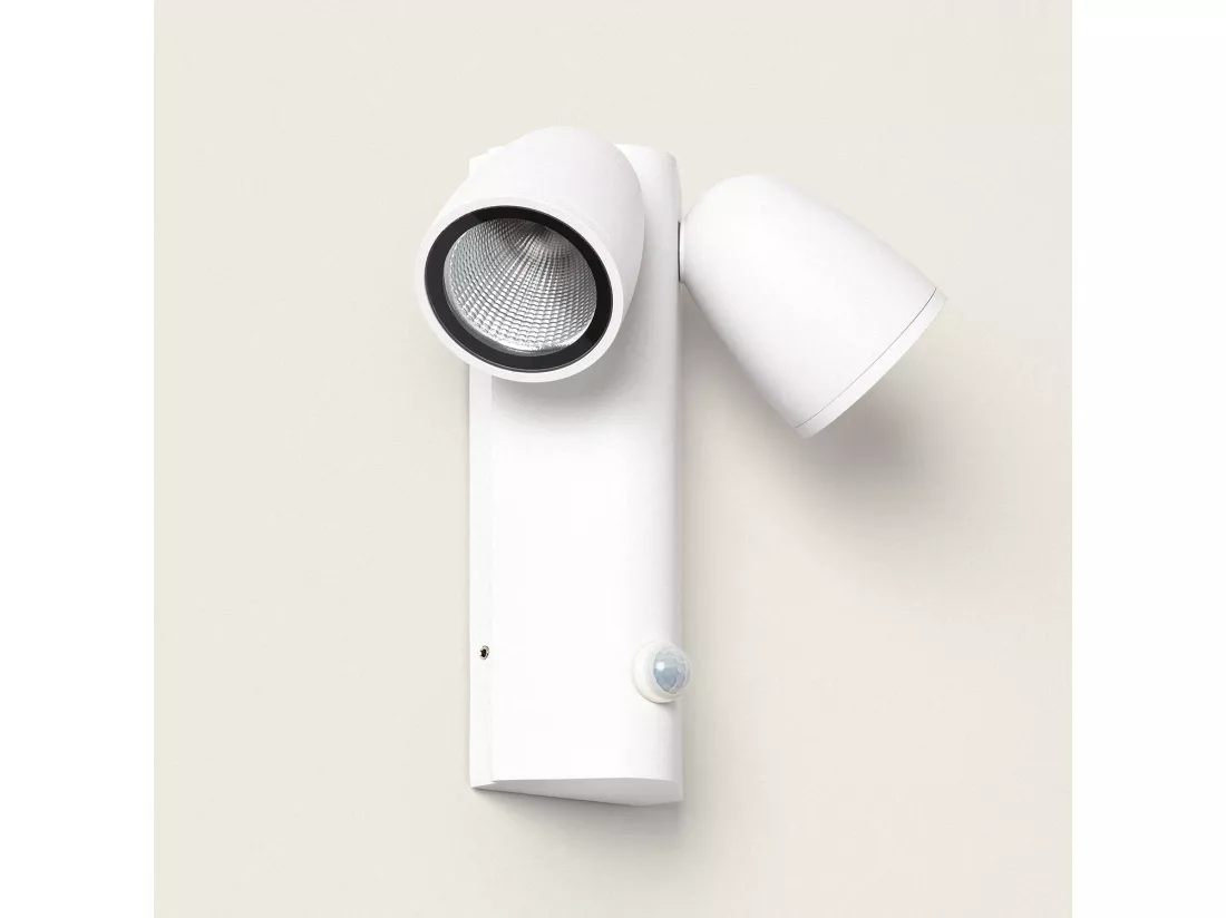 Applique Murale Extérieure LED 12W Aluminium avec Détecteur de Mouvement PIR Abel 2 Spots Blanc