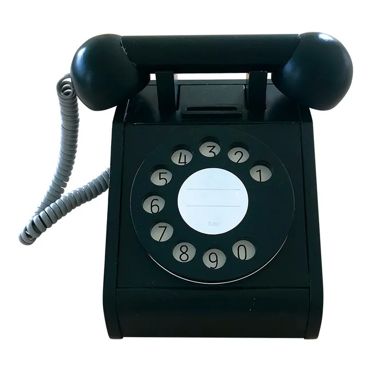 Kiko+ & gg* Téléphone en bois vintage | Noir