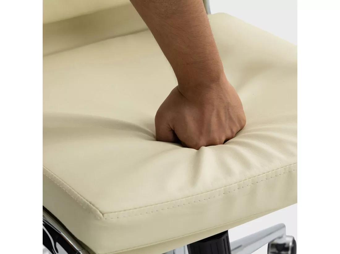 Chaise de bureau - Similicuir & Métal chromé - Crème - Cleveland