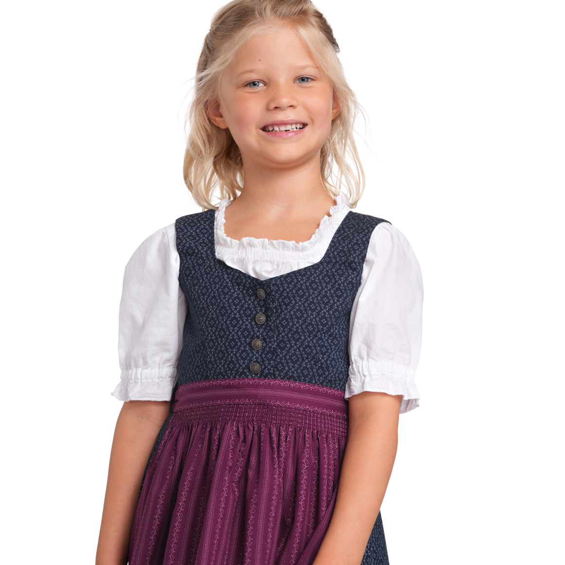 Topolino Mädchen Dirndl mit Allover-Muster bordeauxrot / navy