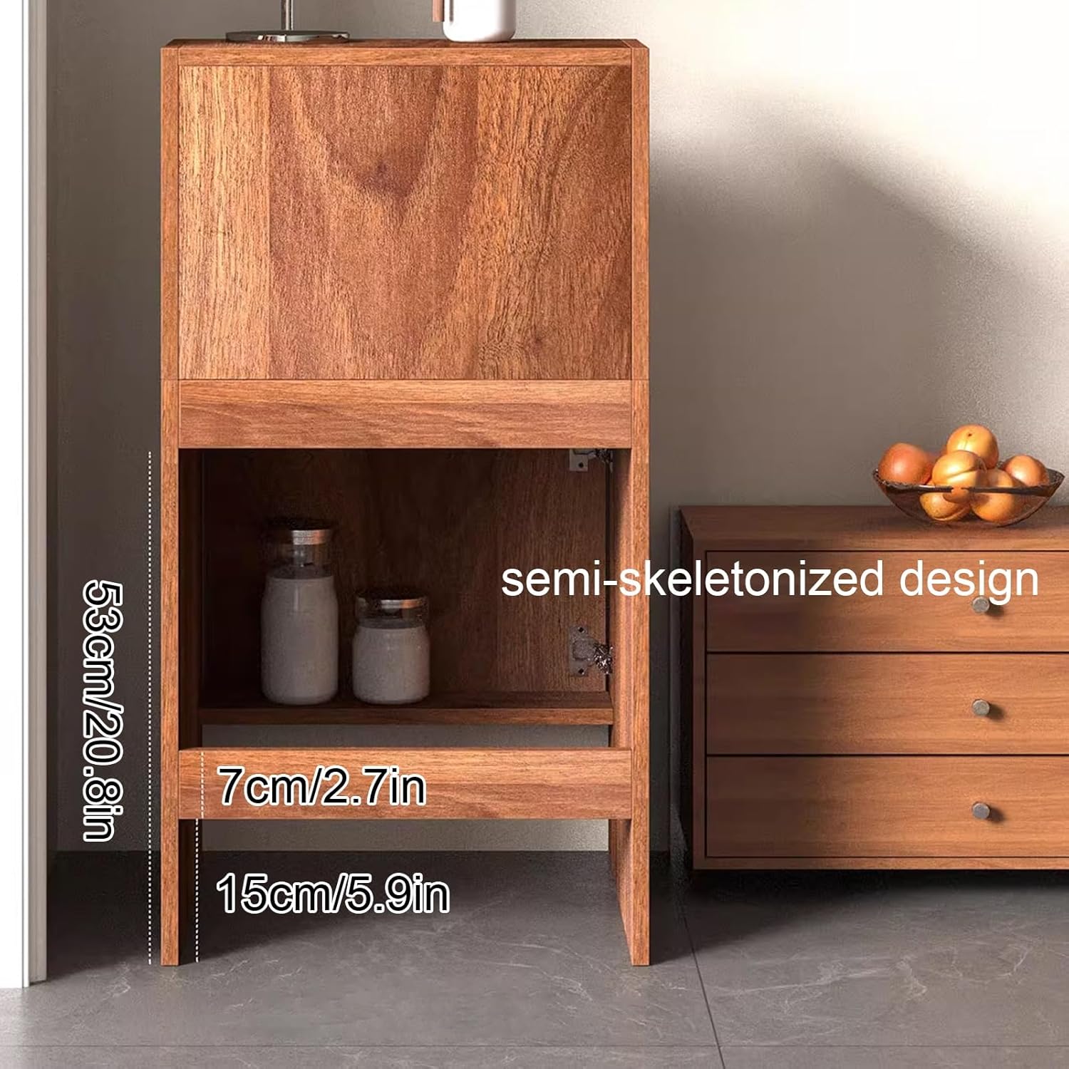 Smart Robot Vakuumschrank Holz-Finish Kehrroboter-Aufbewahrungsschrank Einfacher Wasserwechsel Aufbewahrungs-Beistell für Wohnzimmer Schlafzimmer(Gray)