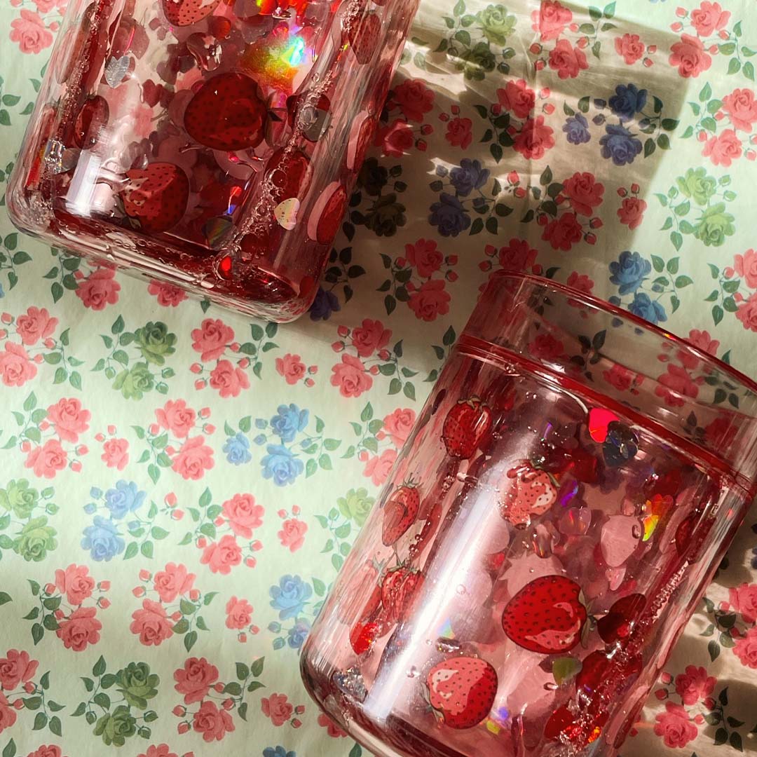 Konges sløjd kinderbekers met glitter fragola - 2st