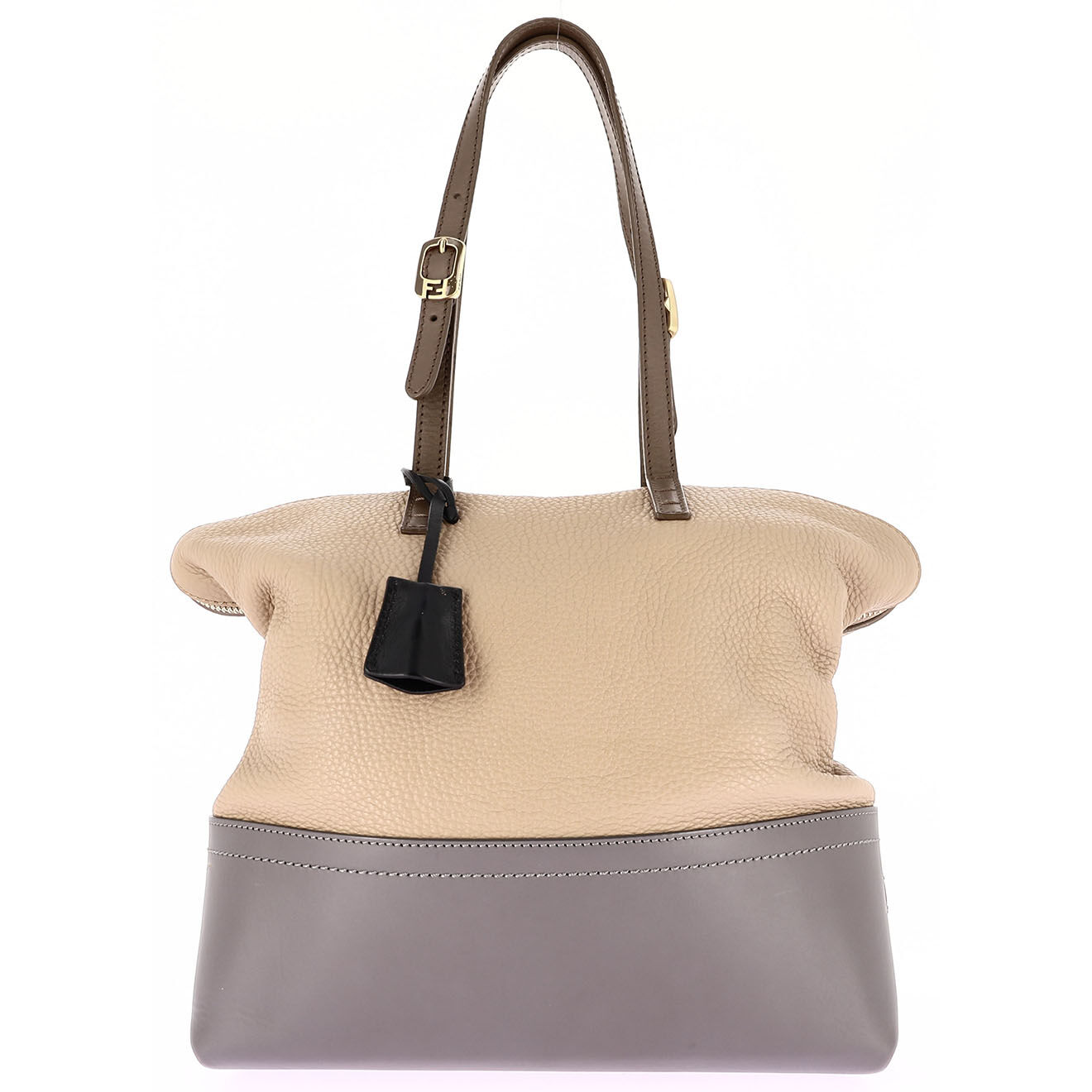 Fendi Sac porté épaule en Cuir beige/gris - Très bon état - Longueur 30 cm