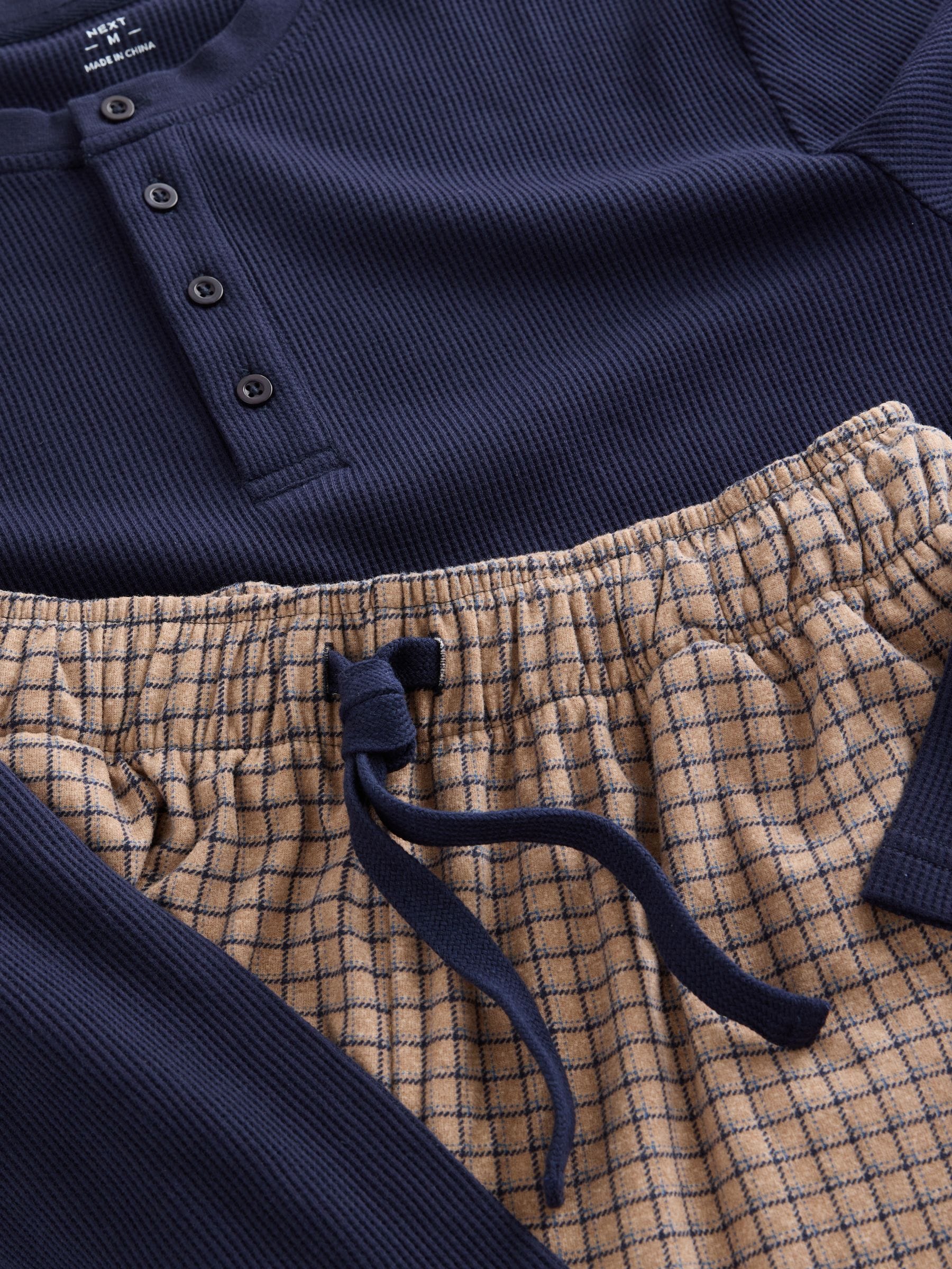 Marineblauw/naturel - Motionflex - Behaaglijke pyjama met lange mouwen