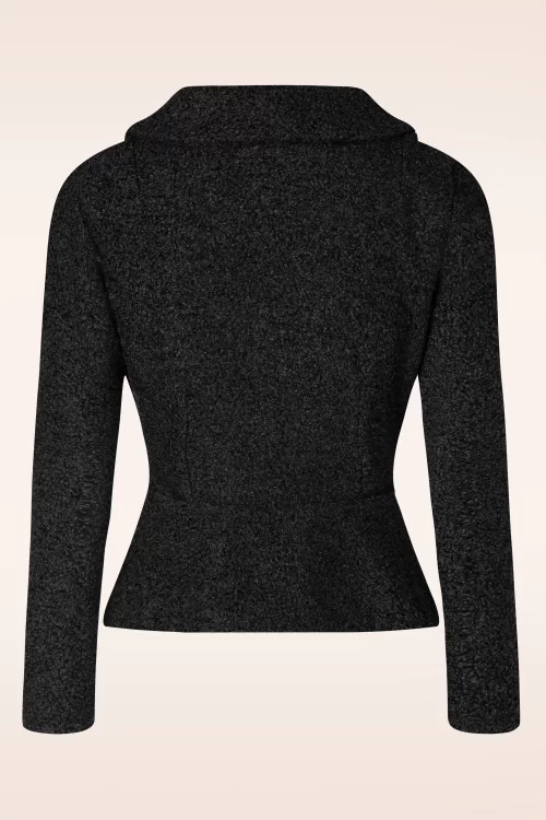 Miss Candyfloss Exclusief bij TopVintage ~ Maddy Jo bouclé blazerjasje in zwart