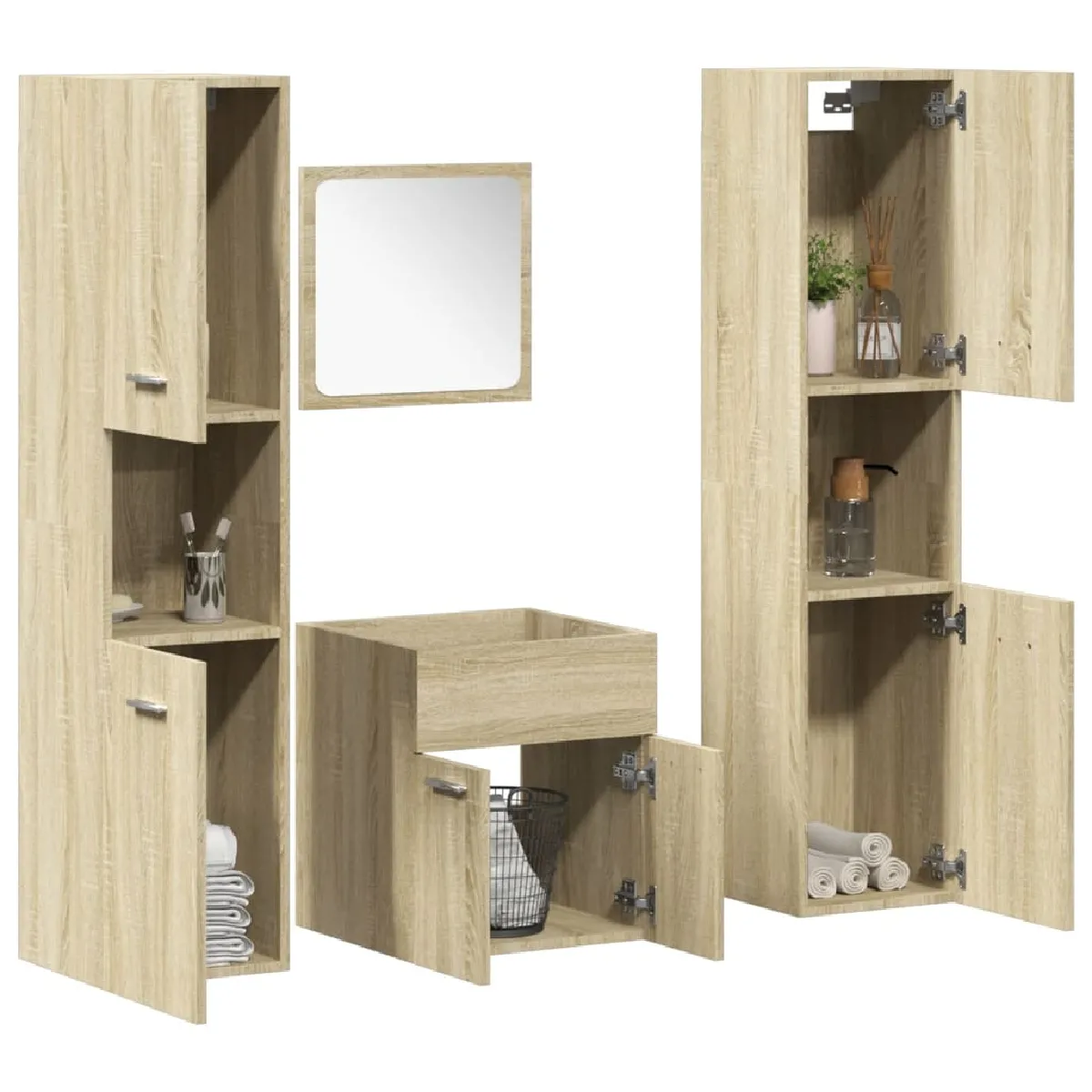 vidaXL Ensemble de meubles salle bain 4 pièces - Chêne sonoma
