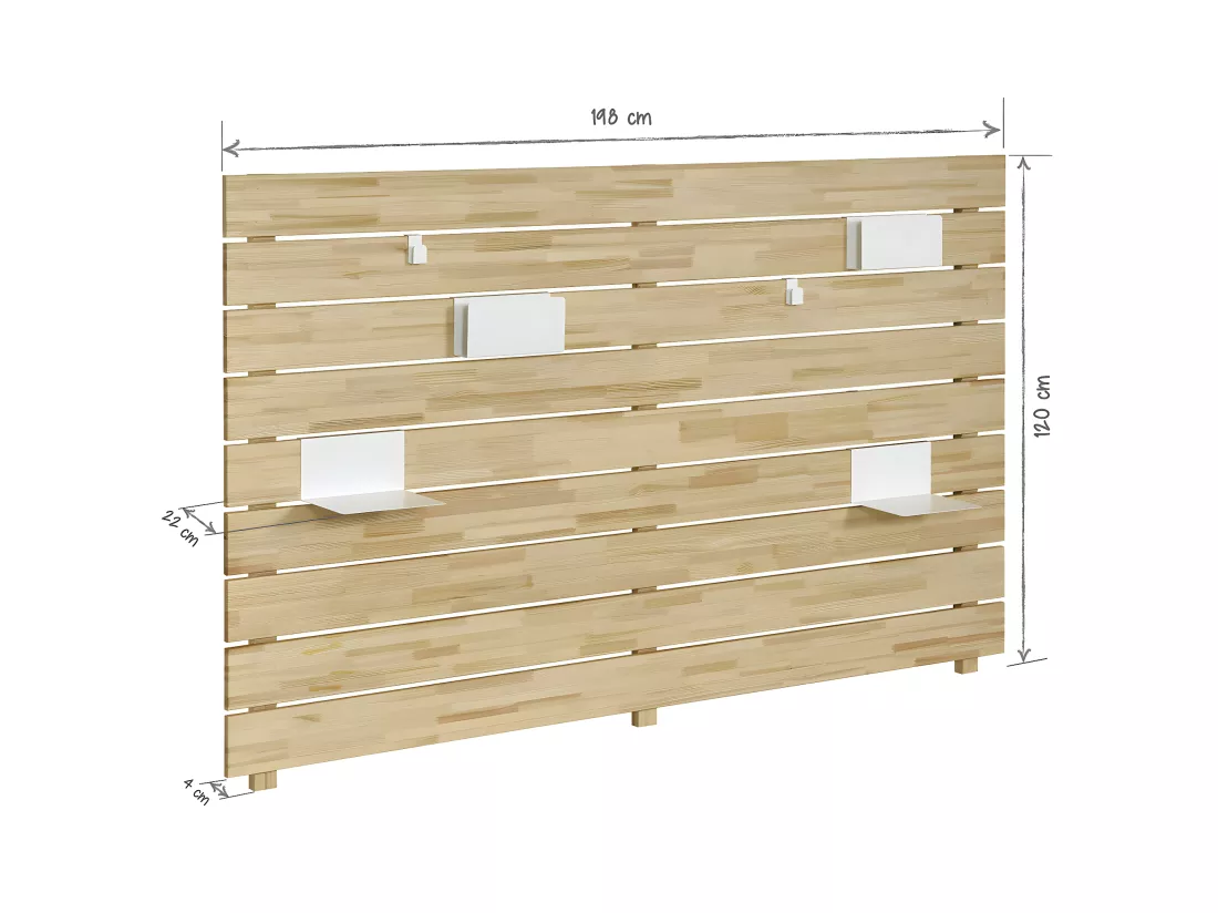 Tête de lit bois massif blanc JOAN
