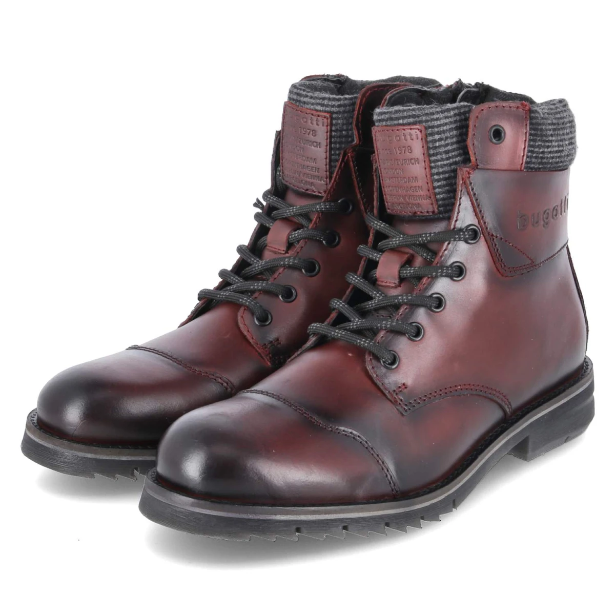 BugattiSchnürboots - dark red