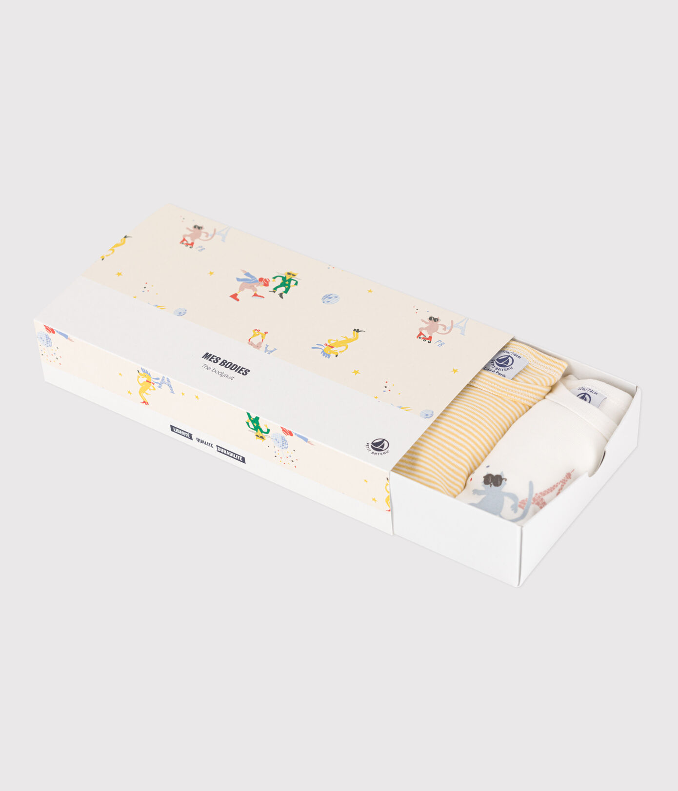 Lot de 5 bodies manches longues Paris bébé en coton