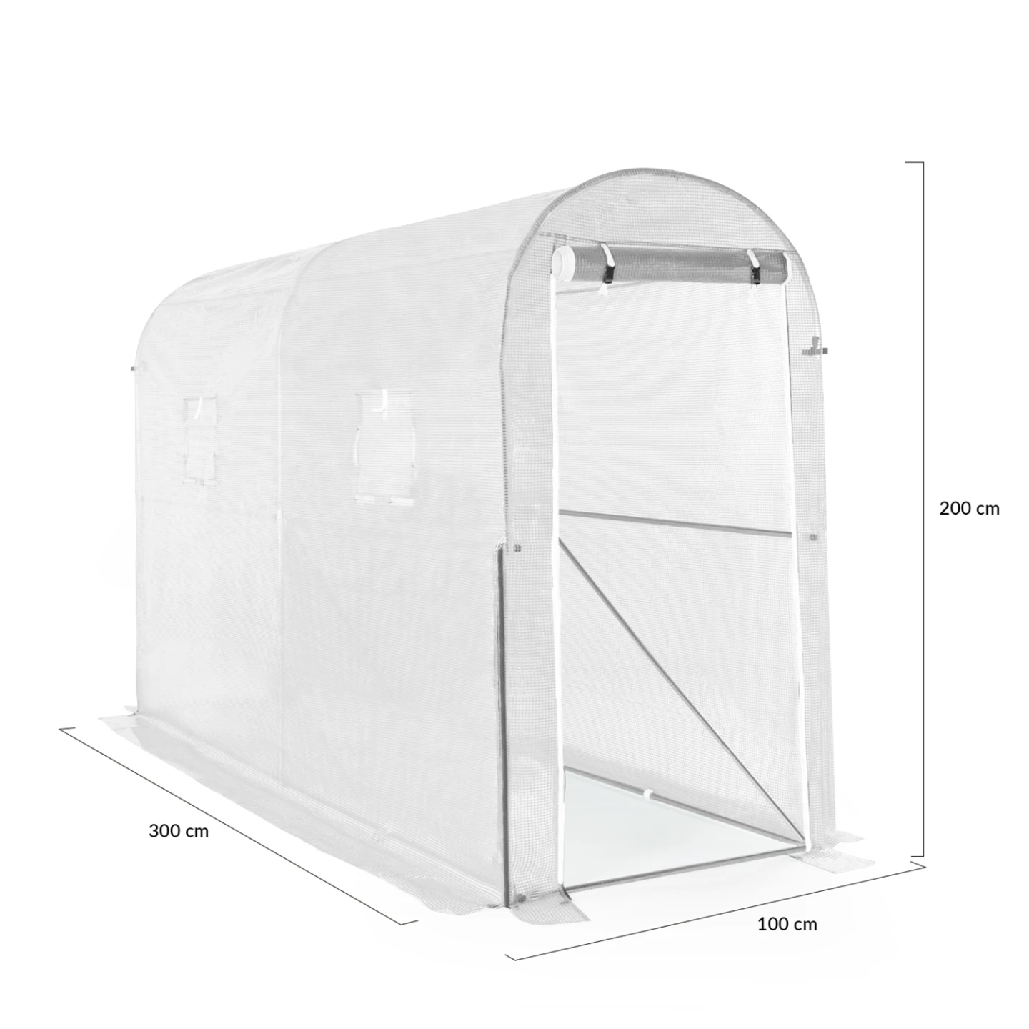 Serre à tomates relevable 3m² blanche 2 fenêtres avec moustiquaire et porte zippée