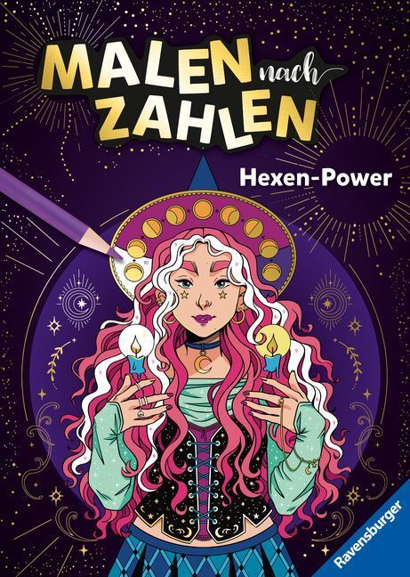 Ravensburger Malen nach Zahlen Hexen-Power - 32 Motive abgestimmt auf handelsübliche Buntstiftsets mit 24 Farben (Stifte nicht enthalten) - Für fortgeschrittene Fans der Reihe