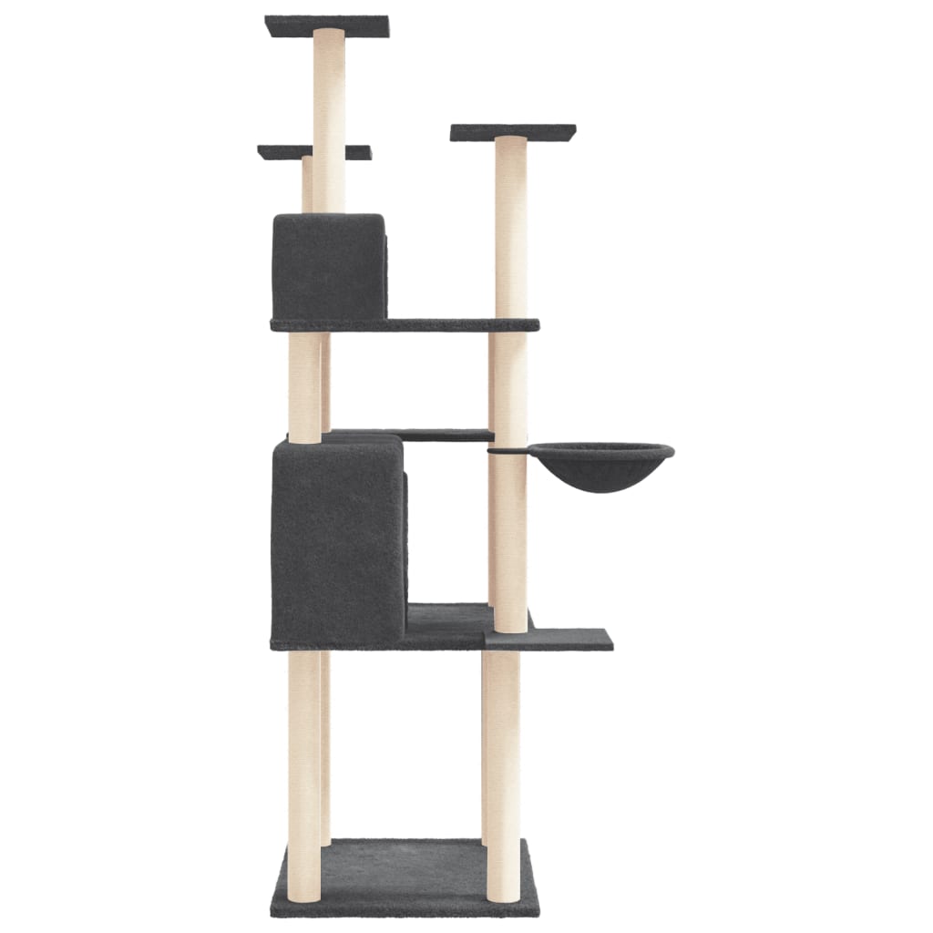 Arranhador para gatos vidaXL com hastes de sisal cinza escuro, 166 cm