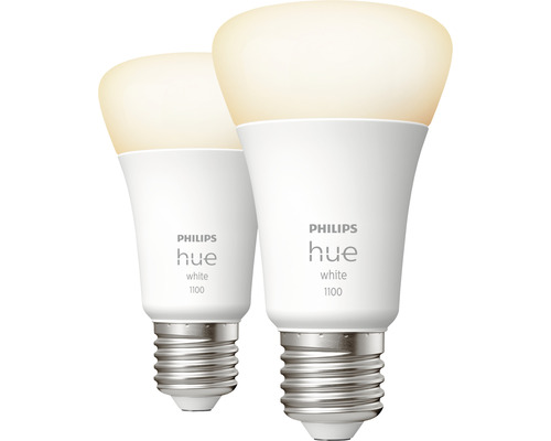 Philips Hue dimbare witte matte lamp, 2 x E27/9,5W (75W) 1100 lm 2700 K, 2 stuks - Compatibel met SMART HOME van Hornbach